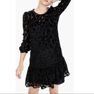 JCrew Flutter Hem 3/4 Sleeve Black Animal Print Dress